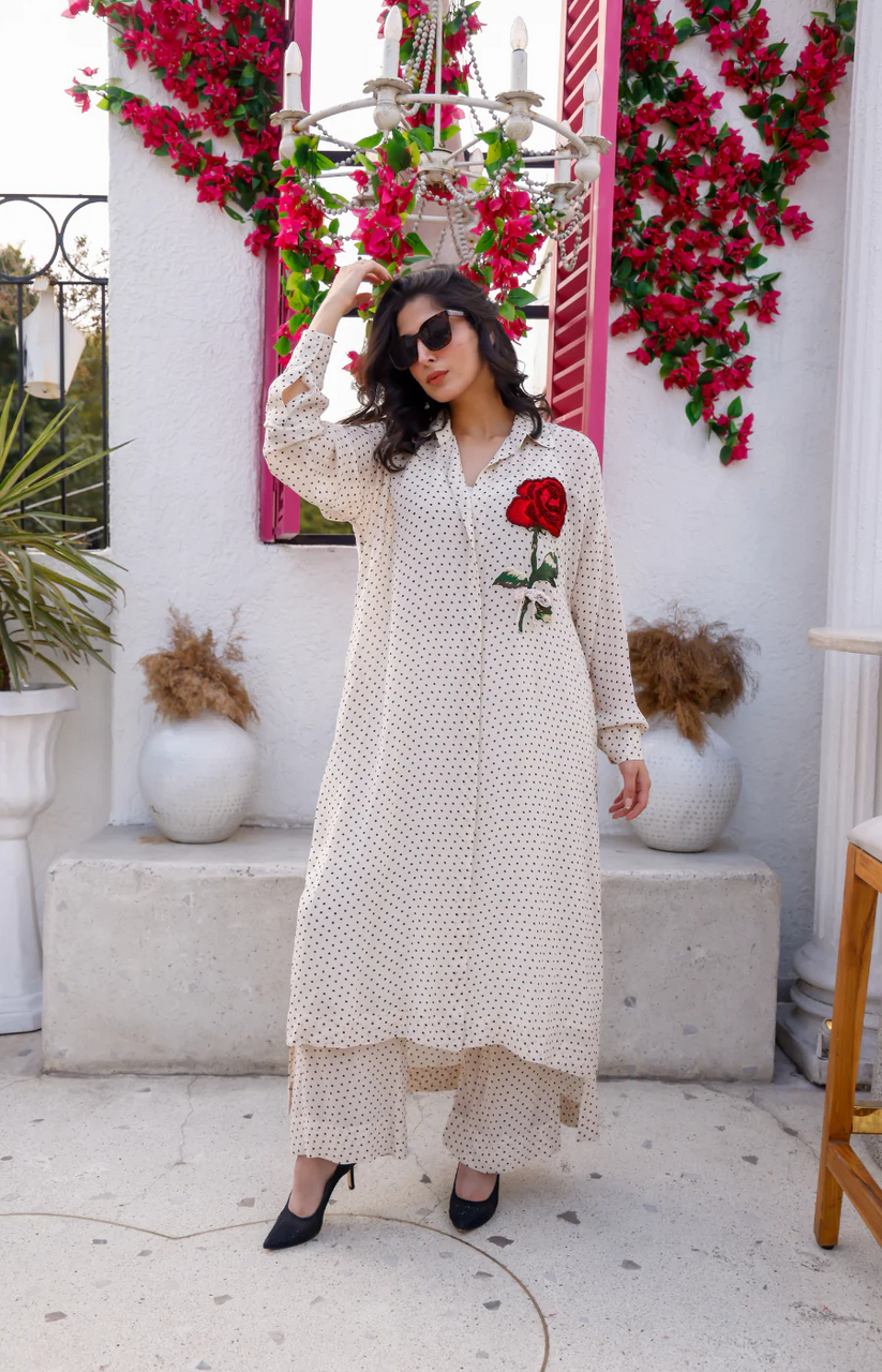 White Schiffli Embroidered