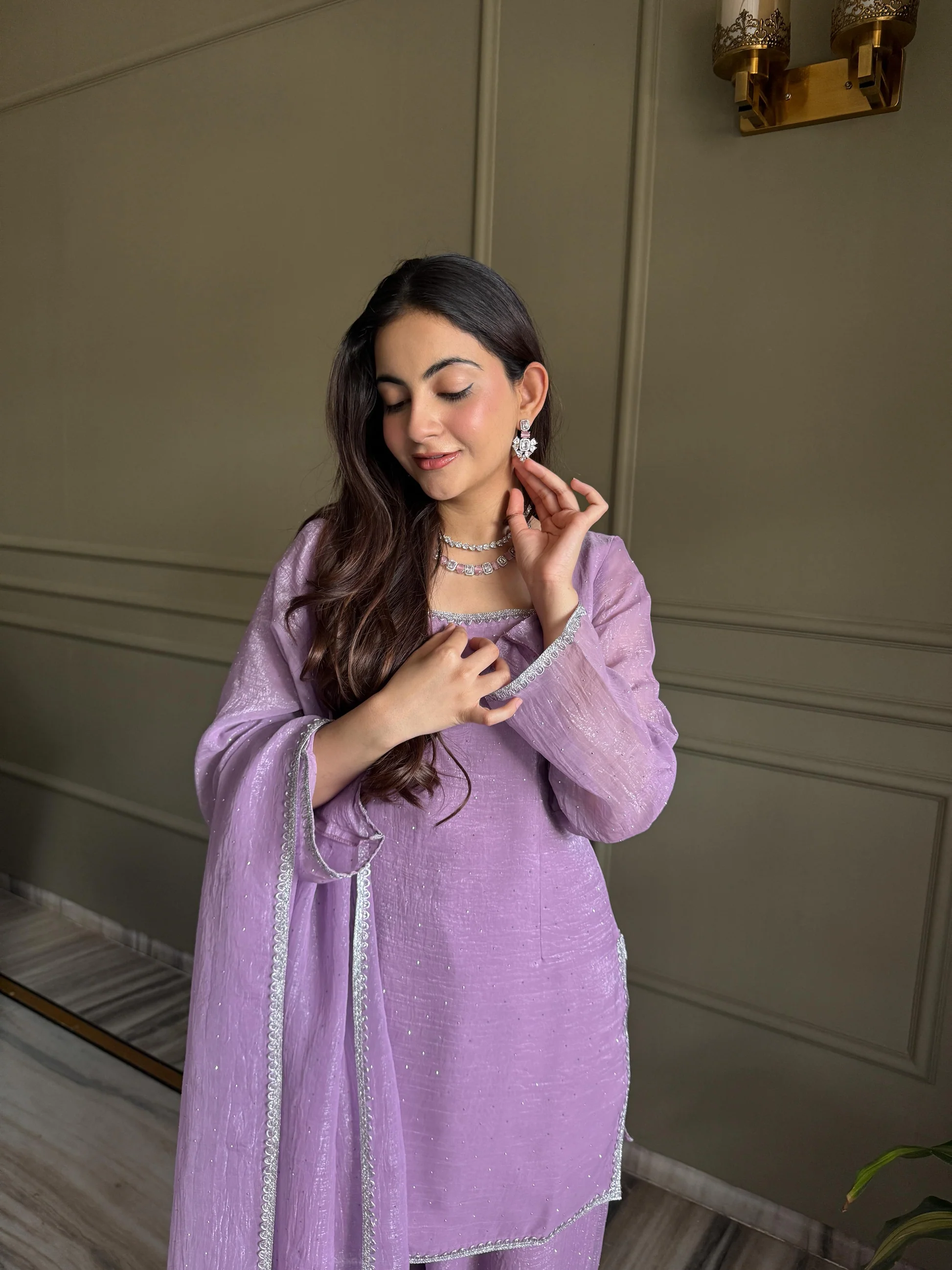 Pastel Festive Ethnic Suit for Women Kurta Palazzo Set