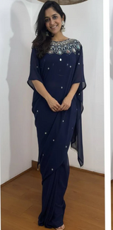 Modern Ready-to-Drape Saree with Embellished Blouse Design