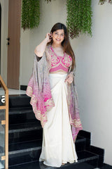 Royal Blush Indo-Western Draped Saree Set