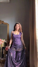 Aqua Elegance Mirror Work Sharara Set