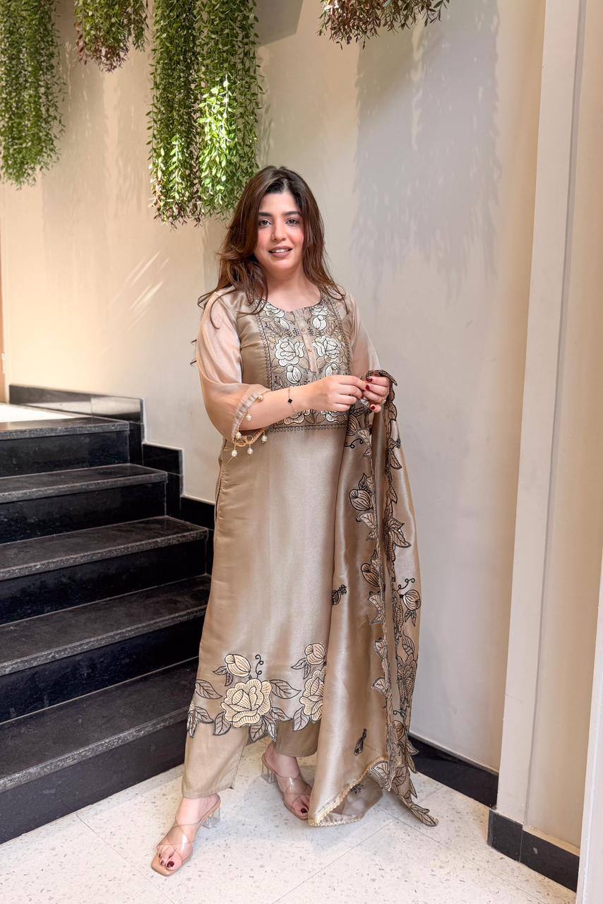 Designer Embroidered Cutwork Suit Set